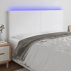 Maison Chic Tête de lit scandinave à LED,meuble de chambre Blanc 180x5x118/128 cm Similicuir -MN48314