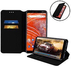 Avizar Housse Nokia 3.1 Plus Étui folio Porte-cartes Fonction Support - Noir