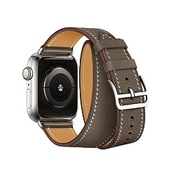 Wewoo Pour Apple Watch Bracelet en cuir à double boucle universelle cuirgénération 3/2/38 gris