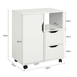 SoBuy FBT105-W Support Imprimante Roulant Organiseur Bureau Mobile Caisson avec Tiroirs et Porte