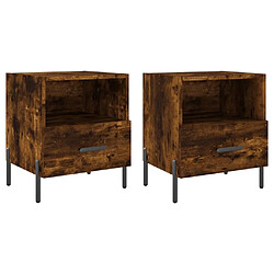 Maison Chic Lot de 2 Tables de chevet - Tables de Nuit chêne fumé 40x35x47,5cm bois d’ingénierie