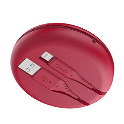 Uniq Câble de Charge et Transfert USB-A/Lightning avec organiseur 1,2M Rouge