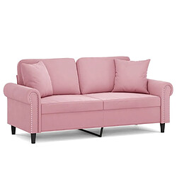 Maison Chic Canapé 2 places avec oreillers,Sofa de Salon,Canapé droit décoratifs rose 140 cm velours -GKD889539