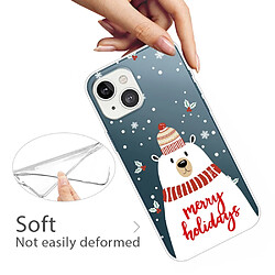 Coque en TPU antichoc, motif de Noël, antichute pour votre iPhone 14 Plus - Écharpe ours blanc