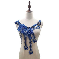 Wewoo Dentelle collier de broderie fleur tridimensionnel de couleur creuse vêtements de bricolage accessoires en bleu foncé