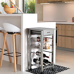 Versa Chariot de cuisine avec roulettes et tiroirs Leicester 40x40x82cm,Bois et métal, Gris