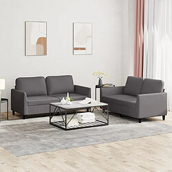 Maison Chic Ensemble de canapés 2 pcs avec coussins, Canapé droit Sofa pour Salon Gris Similicuir -GKD772954