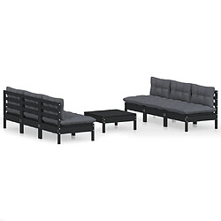 Maison Chic Salon de jardin 7 pcs + coussins - Mobilier/Meubles de jardin - Table et chaises d'extérieur anthracite Bois de pin -MN56013