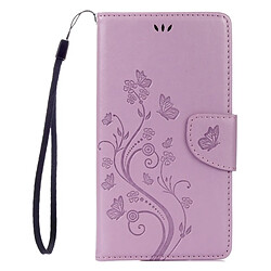 Wewoo Housse Étui Violet pour LG V20 Papillons Amour Fleurs Gaufrage Horizontal Flip en cuir avec support & Slots de cartes Portefeuille & Longe clair