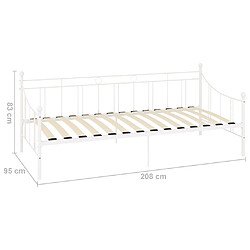 vidaXL Cadre de lit de jour sans matelas blanc métal 90x200 cm pas cher