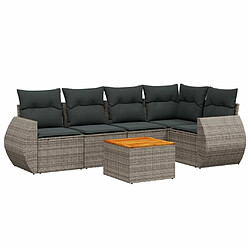 Maison Chic Salon de jardin 6 pcs avec coussins | Ensemble de Table et chaises | Mobilier d'Extérieur gris résine tressée -GKD44836