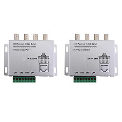 2pcs Câbles Coaxiaux à 4CH Adaptateur Connection pour Caméra avec 4 BNC Mâle RJ45 - Argent