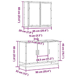 vidaXL Ensemble de meubles de salle de bain 2 pcs Chêne fumé pas cher