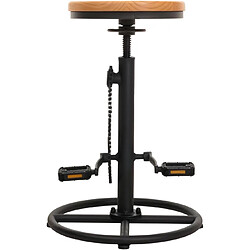 Decoshop26 Tabouret de bar x1 chaise de comptoir avec repose-pieds rotatif réglable en hauteur design de vélo industriel en métal et bois massif naturel TDB04089 pas cher