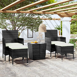 vidaXL Ensemble de bistro de jardin 5 pcs poly rotin et verre trempé