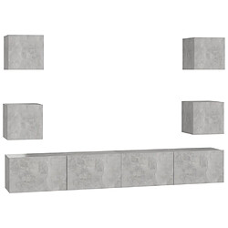 vidaXL Ensemble de meubles TV 6 pcs Gris béton Bois d'ingénierie