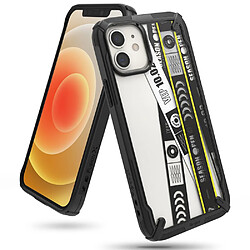 Ozzzo ringke fusion x design durable pc coque avec tpu bumper pour iphone 12 mini noir (ticket band) (xdap0018)