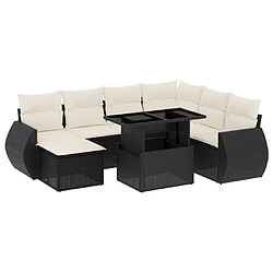 vidaXL Salon de jardin 8 pcs avec coussins noir résine tressée