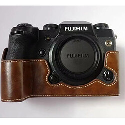 Etui en PU caméra de fond de la moitié café pour votre Fujifilm X-H1