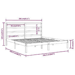 vidaXL Cadre de lit sans matelas gris 200x200 cm bois massif de pin pas cher