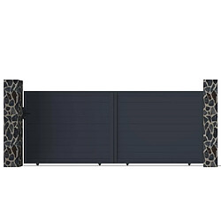 Vente-Unique Portail coulissant aluminium plein L416 x H165 cm anthracite - NAZARIO