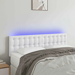 Maison Chic Tête de lit scandinave à LED,meuble de chambre Blanc 144x5x78/88 cm Similicuir -MN14485