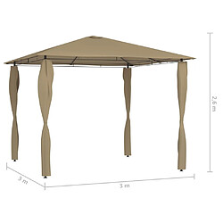 Avis vidaXL Belvédère avec revêtement de poteaux 3x3 m - Taupe