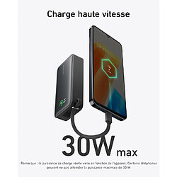 SANAG Nano Power Bank, Batterie Externe 10 000 Mah Avec Câble Usb-C Intégré, Puissance Imale Pd 30 W Avec 1 Port Usb-C, 1 Port Usb-A, Compatible Avec Iphone 16/15/14, Macbook, Galaxy, Ipad, Airpods