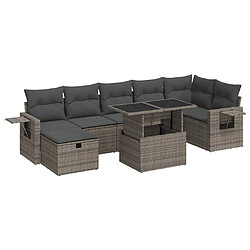 vidaXL Salon de jardin 8 pcs avec coussins gris résine tressée