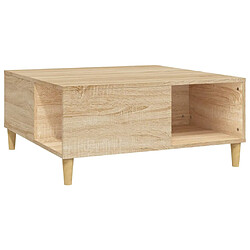 vidaXL Table basse chêne sonoma 80x80x36,5 cm bois d'ingénierie