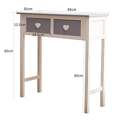 Avis Mobili Rebecca Table Console 2 Tiroirs Bois Blanc Gris Shabby 80x80x30