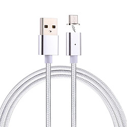 Wewoo Câble argent pour Samsung Galaxy S8 et S8 + / LG G6 / Huawei P10 P10 Plus / Xiaomi Mi6 & Max 2 autres Smartphones 1m Weave Style 2A Magnétique USB-C / Type-C à USB de charge de synchronisation de données avec indicateur LED,