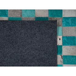 Beliani Tapis en cuir bleu turquoise et gris 140 x 200 cm NIKFER pas cher