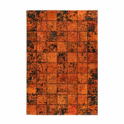 Paris Prix Tapis Patchwork en Cuir Fait Main Voila Orange 120 x 170 cm