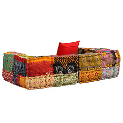 Acheter Decoshop26 Coussins de sol poufs modulaire chaise longue en tissu 2 places en tissu Patchwork DEC021231