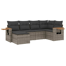 Maison Chic Salon de jardin 6 pcs avec coussins | Ensemble de Table et chaises | Mobilier d'Extérieur gris résine tressée -GKD64175