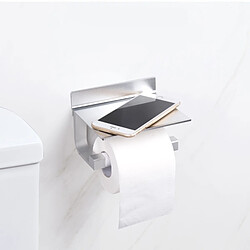 Universal Porte-papier toilette Espace en alliage d'aluminium Étagère de rangement multifonctions Étagère de toilette Porte-serviettes avec porte-téléphone Perforation gratuite | Porte-papier (argent) pas cher