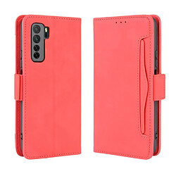 Etui en PU avec plusieurs porte-cartes rouge pour votre Huawei Nova 7 SE/P40 Lite 5G