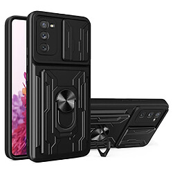 Coque en TPU antichoc avec béquille en anneau et porte-carte noir pour votre Samsung Galaxy S20 FE