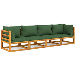 Maison Chic Salon de jardin 4 pcs + coussins - Mobilier/Meubles de jardin - Table et chaises d'extérieur vert bois massif -MN31474