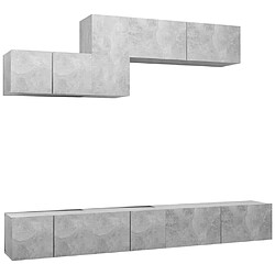 Maison Chic Ensemble de meubles TV 6 pcs | Banc TV Moderne pour salon | Meuble de Rangement - Gris béton Aggloméré -MN93477