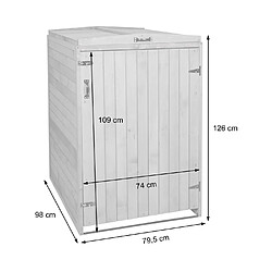 Acheter Decoshop26 Abris poubelles pour deux bacs normaux 126 x 80 x 98 cm bois mvg gris-blanc 04_0007002