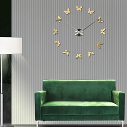 Avis Wewoo Horloges DIY or Décoration de maison chambre sans cadre en forme de papillon grand bricolage mur autocollant muet horloge, taille: 100 * 100cm