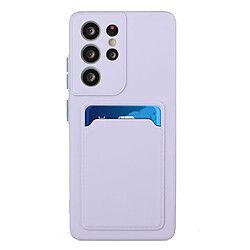 Coque en TPU anti-rayures avec porte-carte violet clair pour votre Samsung Galaxy S22 Ultra 5G