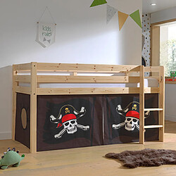 Mes Lit surélevé avec échelle naturel décor pirates - PINO