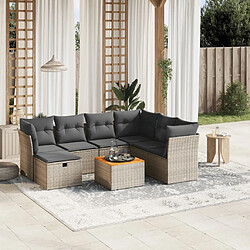 Maison Chic Ensemble Tables et chaises d'extérieur 8 pcs avec coussins,Salon de jardin gris résine tressée -GKD618542