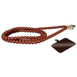 Avizar Bijou Téléphone Perles 120cm Double Attache Accroche Universelle Marron Clair