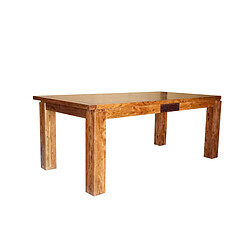 BOIS & CHIFFONS Table rectangulaire en bois sculpté bicolore 200/280 | Acacia Maya