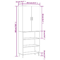 vidaXL Buffet haut Chêne marron 69,5x34x180 cm Bois d'ingénierie pas cher