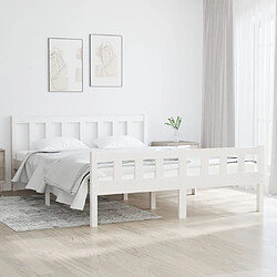 vidaXL Cadre de lit sans matelas blanc bois massif